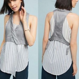 Anthropologie Maeve layered mixed media Effie top